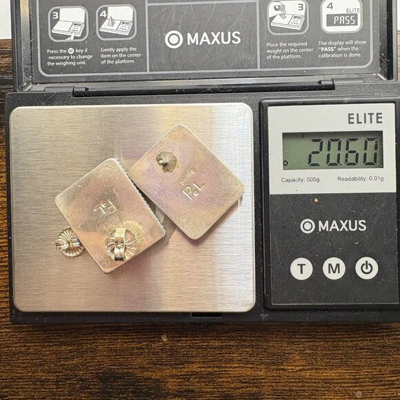 VTG Sterling Silver Navajo Paul Largo Turquoise Multi Stone Inlay Earrings 1" L - Picture 10 of 13